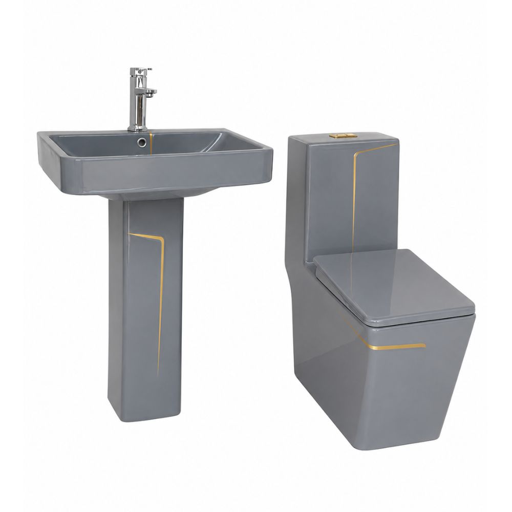 Pack salle de bain FRENCIA WC + Lavabo gris
