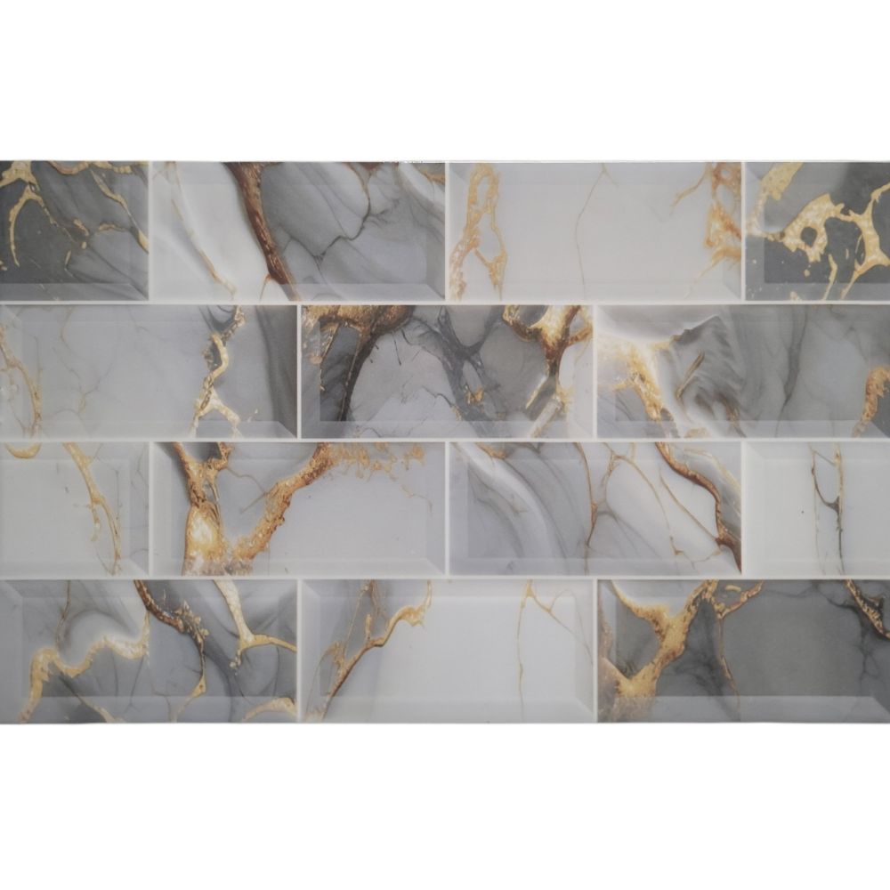 [PMCP 4294S] Carrelage mural 3D marbre gris Or 25x40cm brillante