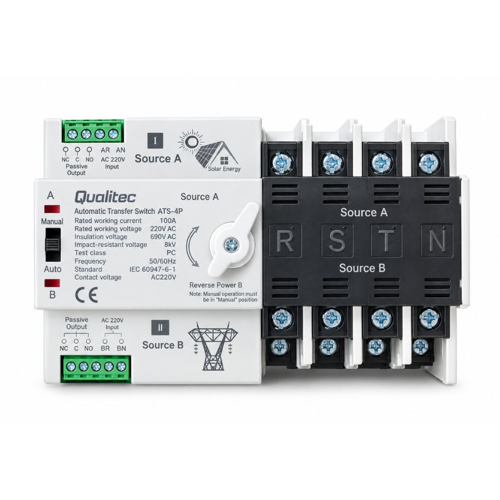 Inverseur ATS triphasé Qualitec 125A 4P 400V Auto