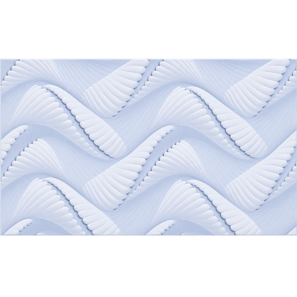 [PMCP 23521S] Carrelage mural 20x30cm bleu éffet vague 3D brillant