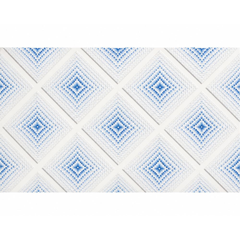 [PMCP 23597S] Carrelage mural 20x30cm blanc bleu motif losange 3D